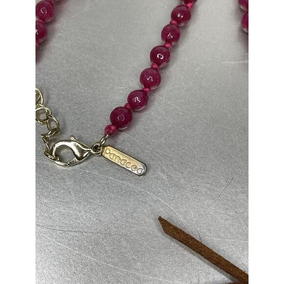 PANACEA Ruby Beaded Gemstone Stone Tassel Pendant 32in Necklace Hand Knotted - Picture 3 of 4